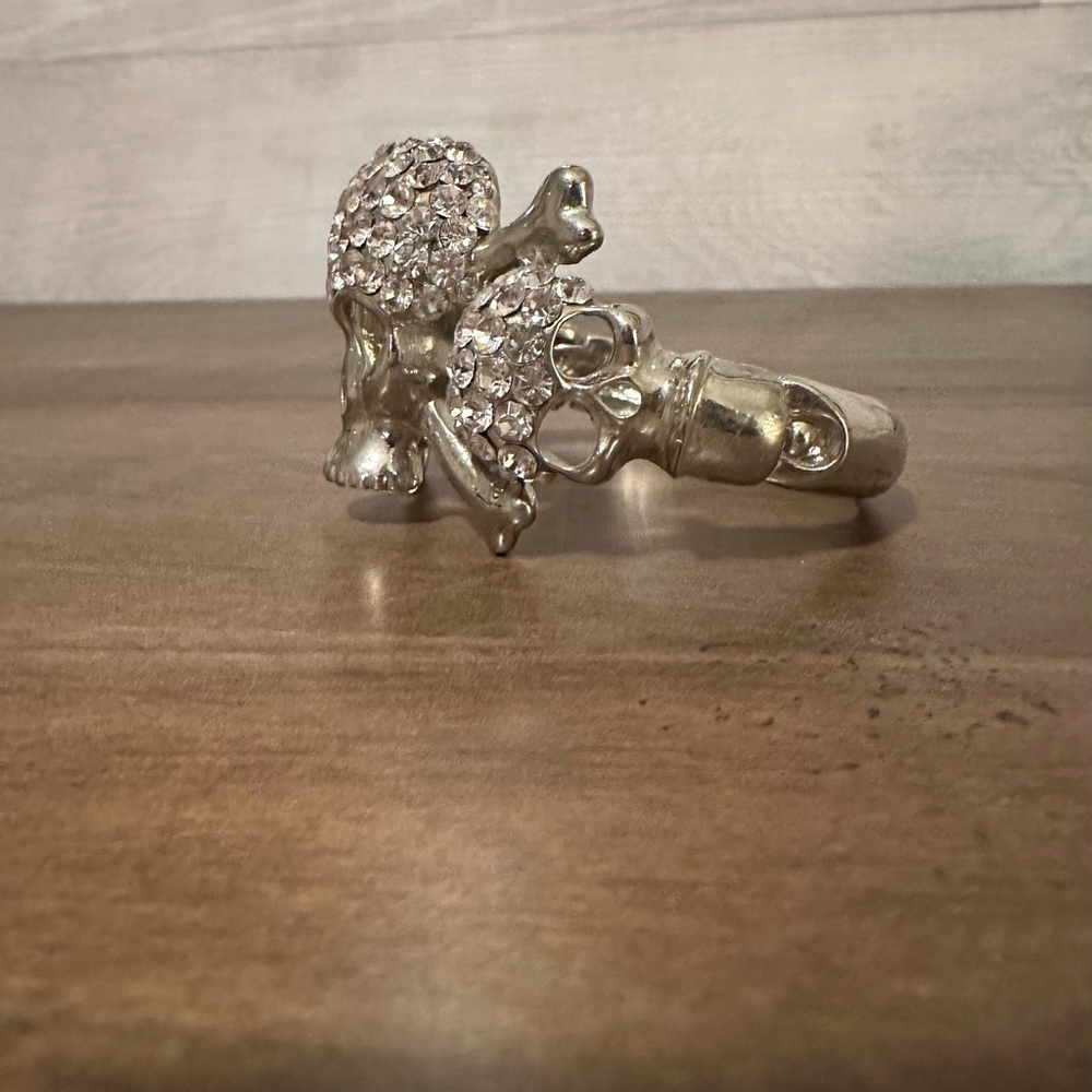 Skull Bangle Bracelet Rhinestone - Picture 3 of 5